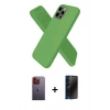 MARSİLYAN™- iPhone 12 Pro Kılıf Kozmos Yansıma Özel Seri - Siyah 3D Antistatik Hayalet Cam Ekran Koruyucu + Neon Fosforlu Kamera Lens - TU