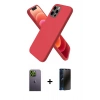 MARSİLYAN™- iPhone 12 Pro Kılıf Kozmos Yansıma Özel Seri - Siyah 3D Antistatik Hayalet Cam Ekran Koruyucu + Yeşil Neon Fosforlu Kamera Lens