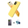 MARSİLYAN™- iPhone 12 Pro Kılıf Kozmos Yansıma Özel Seri - Siyah 3D Antistatik Seramik Nano Ekran Koruyucu + Neon Fosforlu Kamera Lens - YL