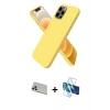 MARSİLYAN™- iPhone 12 Pro Kılıf Kozmos Yansıma Özel Seri - Siyah 3D Antistatik Seramik Nano Ekran Koruyucu + Gold Rainbow Kamera Lens Koruma Cam