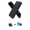 MARSİLYAN™- iPhone 12 Pro Kılıf Kozmos Yansıma Özel Seri - Siyah 3D Antistatik Seramik Nano Ekran Koruyucu + Kamera Lens Koruma Cam - SF