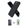 MARSİLYAN™- iPhone 12 Pro Kılıf Kozmos Yansıma Özel Seri - Siyah Polymer Nano Ekran Koruyucu + Neon Fosforlu Kamera Lens - MI