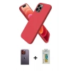 MARSİLYAN™- iPhone 12 Pro Kılıf Kozmos Yansıma Özel Seri - Siyah Polymer Nano Ekran Koruyucu + Turuncu Neon Fosforlu Kamera Lens