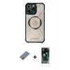 MARSİLYAN™- iPhone 12 Pro Kılıf Kutup Modern - Şeffaf 360 Full Body Arka Koruyucu + Metal Kamera Lens Koruma Cam - GS