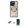 MARSİLYAN™- iPhone 12 Pro Kılıf Kutup Modern - Şeffaf 360 Full Body Arka Koruyucu + Renkli Kamera Lens Koruma Cam - PE