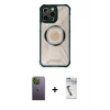 MARSİLYAN™- iPhone 12 Pro Kılıf Kutup Modern - Şeffaf Uv Polymer Nano Ekran Koruyucu + Neon Fosforlu Kamera Lens - YL