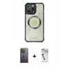 MARSİLYAN™- iPhone 12 Pro Kılıf Kutup Modern - Şeffaf Uv Polymer Nano Ekran Koruyucu + Neon Fosforlu Kamera Lens - YL