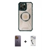 MARSİLYAN™- iPhone 12 Pro Kılıf Kutup Modern - Şeffaf Uv Polymer Nano Ekran Koruyucu + Neon Fosforlu Kamera Lens - SI