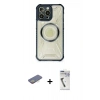 MARSİLYAN™- iPhone 12 Pro Kılıf Kutup Modern - Şeffaf Uv Polymer Nano Ekran Koruyucu + Renkli Kamera Lens Koruma Cam - SI