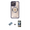 MARSİLYAN™- iPhone 12 Pro Kılıf Kutup Modern - Siyah 34D Hayalet Izgaralı Cam + Shine Kamera Lens Koruma Cam - GI