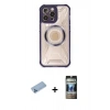 MARSİLYAN™- iPhone 12 Pro Kılıf Kutup Modern - Siyah 34D Hayalet Izgaralı Cam + Shine Kamera Lens Koruma Cam - MI