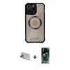 MARSİLYAN™- iPhone 12 Pro Kılıf Kutup Modern - Siyah 360 Mat Full Body Arka Koruyucu + Rainbow Kamera Lens Koruma Cam - GD