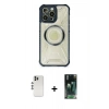 MARSİLYAN™- iPhone 12 Pro Kılıf Kutup Modern - Siyah 360 Mat Full Body Arka Koruyucu + Shine Kamera Lens - GS