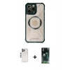 MARSİLYAN™- iPhone 12 Pro Kılıf Kutup Modern - Siyah 360 Mat Full Body Arka Koruyucu + Shine Kamera Lens - GS