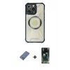 MARSİLYAN™- iPhone 12 Pro Kılıf Kutup Modern - Siyah 360 Mat Full Body Arka Koruyucu + Metal Kamera Lens Koruma Cam - AKYL