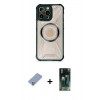 MARSİLYAN™- iPhone 12 Pro Kılıf Kutup Modern - Siyah 360 Mat Full Body Arka Koruyucu + Metal Kamera Lens Koruma Cam - KUYL
