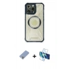 MARSİLYAN™- iPhone 12 Pro Kılıf Kutup Modern - Siyah 3D Antistatik Cam Ekran Koruyucu + Metal Kamera Lens Koruma Cam - KUYL