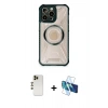 MARSİLYAN™- iPhone 12 Pro Kılıf Kutup Modern - Siyah 3D Antistatik Cam Ekran Koruyucu + Shine Kamera Lens - GD