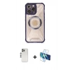 MARSİLYAN™- iPhone 12 Pro Kılıf Kutup Modern - Siyah 3D Antistatik Cam Ekran Koruyucu + Shine Kamera Lens - GS