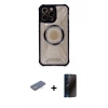 MARSİLYAN™- iPhone 12 Pro Kılıf Kutup Modern - Siyah 3D Antistatik Hayalet Cam Ekran Koruyucu + Renkli Kamera Lens Koruma Cam - MI