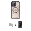 MARSİLYAN™- iPhone 12 Pro Kılıf Kutup Modern - Siyah 3D Antistatik Hayalet Cam Ekran Koruyucu + Rainbow Kamera Lens Koruma Cam - GD