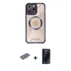 MARSİLYAN™- iPhone 12 Pro Kılıf Kutup Modern - Siyah 3D Antistatik Hayalet Cam Ekran Koruyucu + Renkli Kamera Lens Koruma Cam - TU