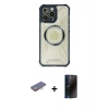 MARSİLYAN™- iPhone 12 Pro Kılıf Kutup Modern - Siyah 3D Antistatik Hayalet Cam Ekran Koruyucu + Renkli Kamera Lens Koruma Cam - TU