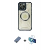 MARSİLYAN™- iPhone 12 Pro Kılıf Kutup Modern - Siyah 3D Antistatik Seramik Nano Ekran Koruyucu + Metal Kamera Lens Koruma Cam - AKYL