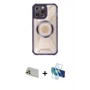 MARSİLYAN™- iPhone 12 Pro Kılıf Kutup Modern - Siyah 3D Antistatik Seramik Nano Ekran Koruyucu + Rainbow Kamera Lens Koruma Cam - GD