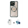 MARSİLYAN™- iPhone 12 Pro Kılıf Kutup Modern - Siyah 3D Antistatik Seramik Nano Ekran Koruyucu + Shine Kamera Lens - MI