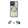 MARSİLYAN™- iPhone 12 Pro Kılıf Kutup Modern - Siyah 3D Antistatik Seramik Nano Ekran Koruyucu + Metal Kamera Lens Koruma Cam - MI