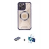 MARSİLYAN™- iPhone 12 Pro Kılıf Kutup Modern - Siyah 3D Antistatik Seramik Nano Ekran Koruyucu + Renkli Kamera Lens Koruma Cam - SI