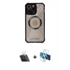 MARSİLYAN™- iPhone 12 Pro Kılıf Kutup Modern - Siyah 3D Antistatik Seramik Nano Ekran Koruyucu + Kamera Lens Koruma Cam - SF