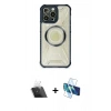 MARSİLYAN™- iPhone 12 Pro Kılıf Kutup Modern - Siyah 3D Antistatik Seramik Nano Ekran Koruyucu + Kamera Lens Koruma Cam - SF