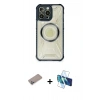 MARSİLYAN™- iPhone 12 Pro Kılıf Kutup Modern - Siyah 3D Antistatik Seramik Nano Ekran Koruyucu + Shine Kamera Lens Koruma Cam - SABE