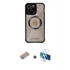 MARSİLYAN™- iPhone 12 Pro Kılıf Kutup Modern - Siyah 3D Antistatik Seramik Nano Ekran Koruyucu + Shine Kamera Lens Koruma Cam - SABE