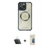 MARSİLYAN™- iPhone 12 Pro Kılıf Kutup Modern - Siyah 6D Mat Seramik Hayalet Nano Ekran Koruyucu + Kamera Lens Koruma Cam - SF
