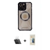 MARSİLYAN™- iPhone 12 Pro Kılıf Kutup Modern - Siyah 6D Mat Seramik Hayalet Nano Ekran Koruyucu + Kamera Lens Koruma Cam - SF