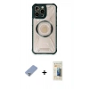MARSİLYAN™- iPhone 12 Pro Kılıf Kutup Modern - Siyah 6D Mat Seramik Hayalet Nano Ekran Koruyucu + Metal Kamera Lens Koruma Cam - KUYL