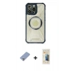 MARSİLYAN™- iPhone 12 Pro Kılıf Kutup Modern - Siyah 6D Mat Seramik Hayalet Nano Ekran Koruyucu + Metal Kamera Lens Koruma Cam - KUYL
