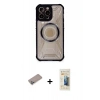 MARSİLYAN™- iPhone 12 Pro Kılıf Kutup Modern - Siyah 6D Mat Seramik Hayalet Nano Ekran Koruyucu + Shine Kamera Lens Koruma Cam - SABE