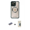 MARSİLYAN™- iPhone 12 Pro Kılıf Kutup Modern - Siyah 6D Mat Seramik Hayalet Nano Ekran Koruyucu + Renkli Kamera Lens Koruma Cam - TU