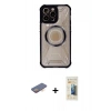 MARSİLYAN™- iPhone 12 Pro Kılıf Kutup Modern - Siyah 6D Mat Seramik Hayalet Nano Ekran Koruyucu + Renkli Kamera Lens Koruma Cam - TU