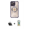 MARSİLYAN™- iPhone 12 Pro Kılıf Kutup Modern - Siyah Polymer Nano Ekran Koruyucu + Kamera Lens Koruma Cam - SF
