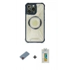 MARSİLYAN™- iPhone 12 Pro Kılıf Kutup Modern - Siyah Polymer Nano Ekran Koruyucu + Metal Kamera Lens Koruma Cam - KI