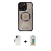 MARSİLYAN™- iPhone 12 Pro Kılıf Kutup Modern - Siyah Polymer Nano Ekran Koruyucu + Shine Kamera Lens - MI