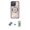 MARSİLYAN™- iPhone 12 Pro Kılıf Kutup Modern - Siyah Polymer Nano Ekran Koruyucu + Metal Kamera Lens Koruma Cam - MI