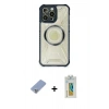 MARSİLYAN™- iPhone 12 Pro Kılıf Kutup Modern - Siyah Polymer Nano Ekran Koruyucu + Metal Kamera Lens Koruma Cam - KUYL