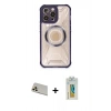 MARSİLYAN™- iPhone 12 Pro Kılıf Kutup Modern - Siyah Polymer Nano Ekran Koruyucu + Rainbow Kamera Lens Koruma Cam - GD