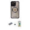 MARSİLYAN™- iPhone 12 Pro Kılıf Kutup Modern - Siyah Polymer Nano Ekran Koruyucu + Renkli Kamera Lens Koruma Cam - SI